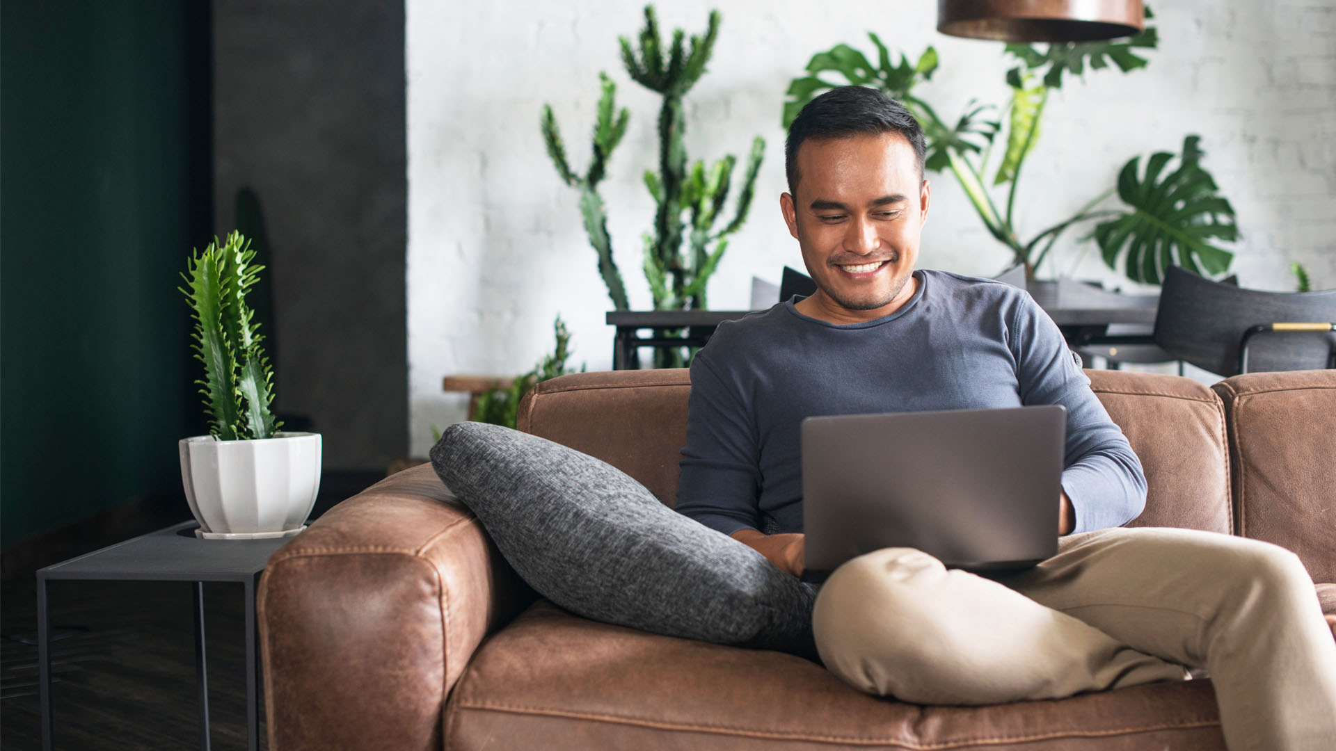 Customer Smiling from Dumpster Rental Delivery Services at Home